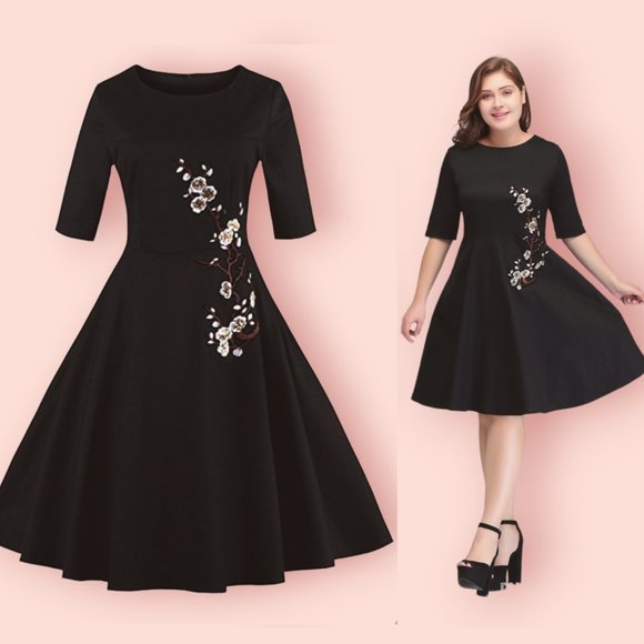 Dresses & Skirts - NWOT Retro Rockabilly-Style Party Dress w/ festive sequin embroidery